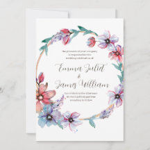 Waterverf Floral Wreath Wedding Invitation