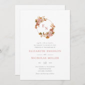 Waterverf Floral Wreath Wedding Kaart (Voorkant / Achterkant)