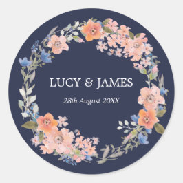 Waterverf Floral Wreath Wedding Ronde Sticker