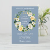 Waterverf Floral Wreath Yellow Dusty Blue Wedding Kaart (Staand voorkant)