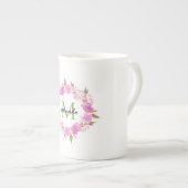 Waterverf Floral Wreatname Monogram Porselein Kop (Voorkant rechts)