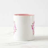 Waterverf Floral Wreatname Monogram Tweekleurige Koffiemok (Center)