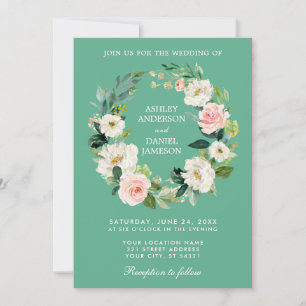 Waterverf Floral Wreatroze White Gold Neo Mint Kaart