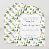 Waterverf Floral Yellow Emerald Greenery Wedding Kaart (Voorkant / Achterkant)