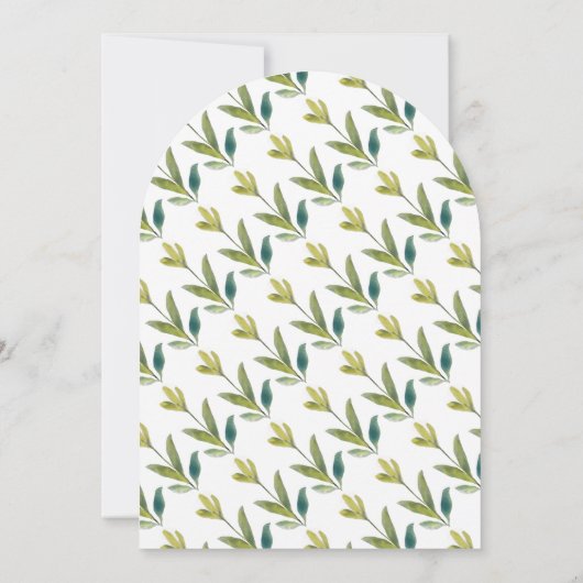 Waterverf Floral Yellow Emerald Greenery Wedding Kaart (Achterkant)