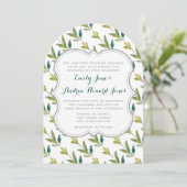 Waterverf Floral Yellow Emerald Greenery Wedding Kaart (Staand voorkant)