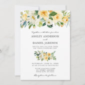 Waterverf Floral Yellow Greenery Wedding Kaart (Voorkant)