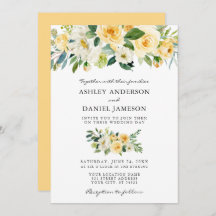 Waterverf Floral Yellow Greenery Wedding