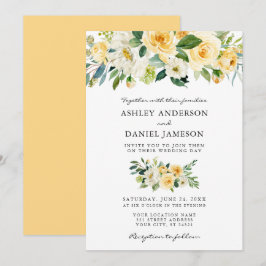 Waterverf Floral Yellow Greenery Wedding Kaart