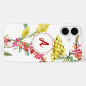 Waterverf Floral Yellow Red Wilde bloemmonogram Case-Mate iPhone Case (Achterkant (horizontaal))