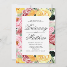 Waterverf Floral Yellow Wedding