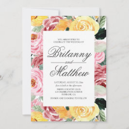 Waterverf Floral Yellow Wedding Kaart