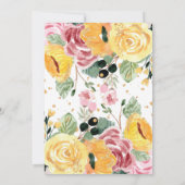 Waterverf Floral Yellow Wedding Kaart (Achterkant)