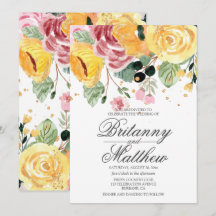 Waterverf Floral Yellow Wedding
