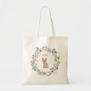 Waterverf Floral Yorkshire Terrier Dog Tote Bag