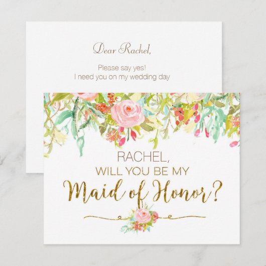 Waterverf floral zal je een eerbewijs zijn kaart (Voorkant / Achterkant)