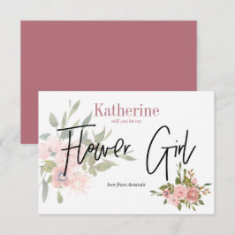 Waterverf Floral zal je mijn Bloemenmeisje zijn Kaart