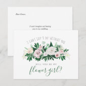 Waterverf Floral zal je mijn Bloemenmeisje zijn Uitnodiging Briefkaart (Voorkant / Achterkant)
