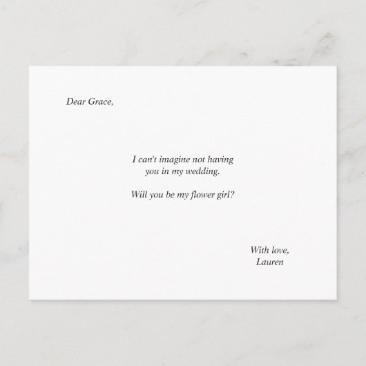 Waterverf Floral zal je mijn Bloemenmeisje zijn Uitnodiging Briefkaart (Achterkant)