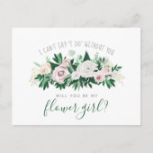 Waterverf Floral zal je mijn Bloemenmeisje zijn Uitnodiging Briefkaart (Voorkant)