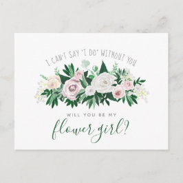 Waterverf Floral zal je mijn Bloemenmeisje zijn Uitnodiging Briefkaart