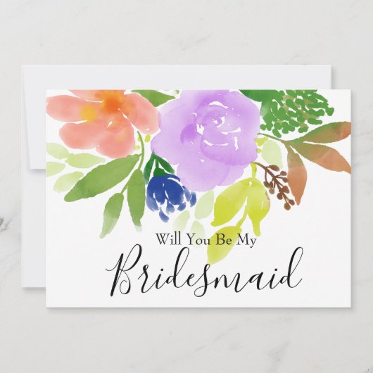 Waterverf Floral zal je mijn Bridesmaid zijn Kaart (Voorkant)