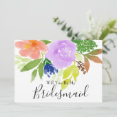 Waterverf Floral zal je mijn Bridesmaid zijn Kaart (Staand voorkant)