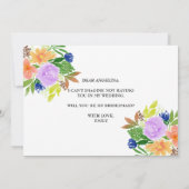 Waterverf Floral zal je mijn Bridesmaid zijn Kaart (Achterkant)