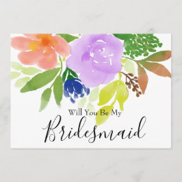Waterverf Floral zal je mijn Bridesmaid zijn Kaart