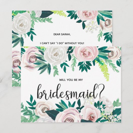 Waterverf Floral zal je mijn briefkaart zijn (Voorkant / Achterkant)