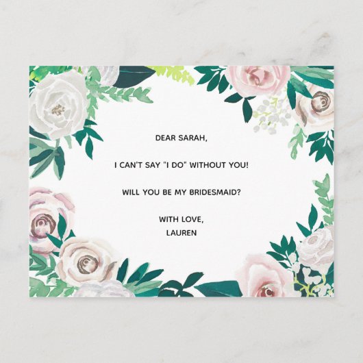 Waterverf Floral zal je mijn briefkaart zijn (Achterkant)