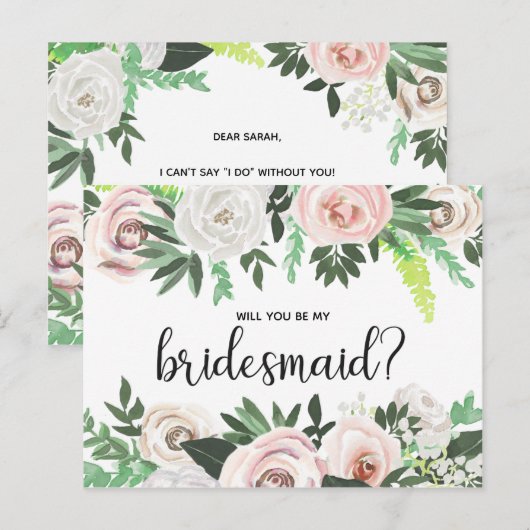 Waterverf Floral zal je mijn briefkaart zijn (Voorkant / Achterkant)