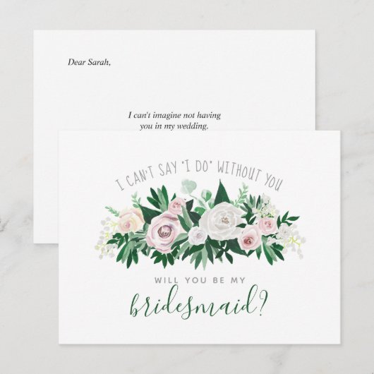 Waterverf Floral zal je mijn briefkaart zijn (Voorkant / Achterkant)