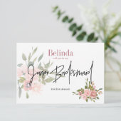 Waterverf Floral zal je mijn junior Bridesmaid zij Kaart (Staand voorkant)
