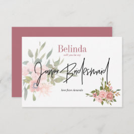 Waterverf Floral zal je mijn junior Bridesmaid zij Kaart