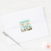 Waterverf Floral Zelfgemaakte zeep Productlabel Vierkante Sticker (Envelop)