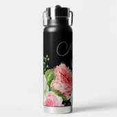 Waterverf Floral Zwart Gepersonaliseerd Bruidsmeis Waterfles (Voorkant)