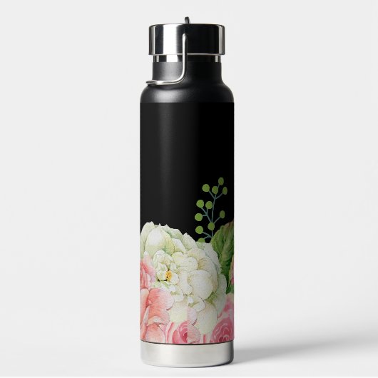 Waterverf Floral Zwart Gepersonaliseerd Bruidsmeis Waterfles (Rechts)