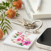 Waterverf florale acons AcrylSleutelhanger Sleutelhanger (Voorkant Rechts)