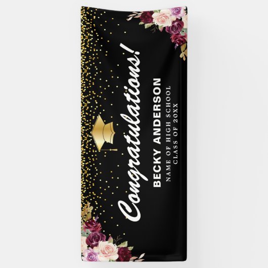 waterverf florale afstuderen banner bessen (Verticaal)