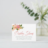 Waterverf florale Baby shower Display Shower Informatiekaartje (Staand voorkant)