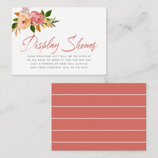 Waterverf florale Baby shower Display Shower Informatiekaartje (Voorkant / Achterkant)