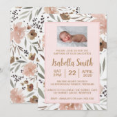 Waterverf florale Baptisme / Christening Uitnodigi Kaart (Voorkant / Achterkant)