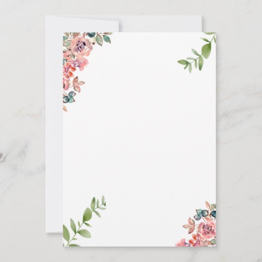 Waterverf florale behalve de datum kaart (Achterkant)