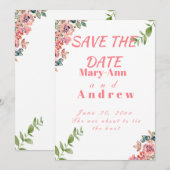 Waterverf florale behalve de datum kaart (Voorkant / Achterkant)