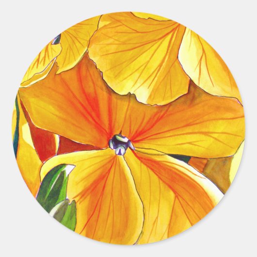 Waterverf florale bloem ronde sticker (Voorkant)