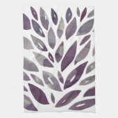 Waterverf florale blokjes - paars en grijs theedoek (Verticaal)