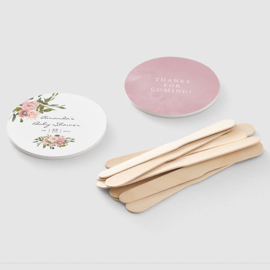 Waterverf florale Blush en Roos Gold Baby shower Handwaaier (Niet-gemonteerd)