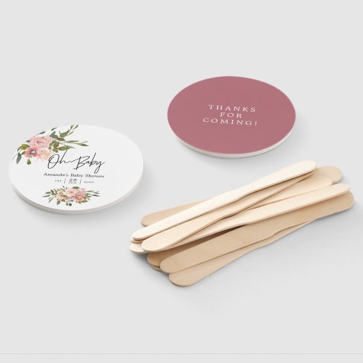 Waterverf florale Blush en Roos Gold Baby shower Handwaaier (Niet-gemonteerd)