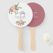 Waterverf florale Blush en Roos Gold Baby shower Handwaaier (Voorkant en achterkant)